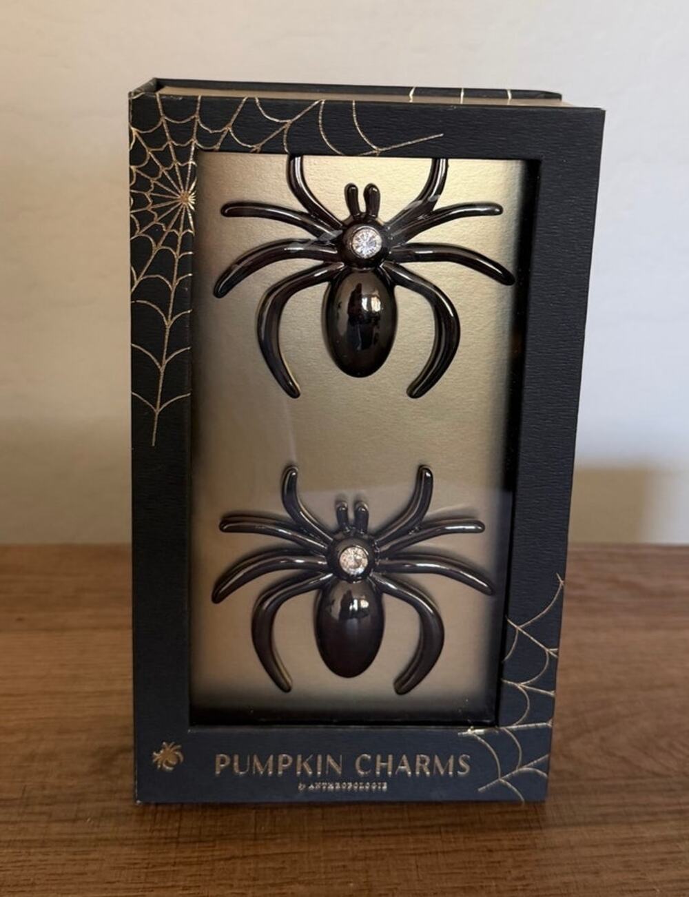 Anthropologie Halloween Spider w/ Rhinestones Pumpkin Charm